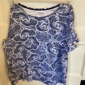 Croft & Barrow Women's Blue Paisley Tee